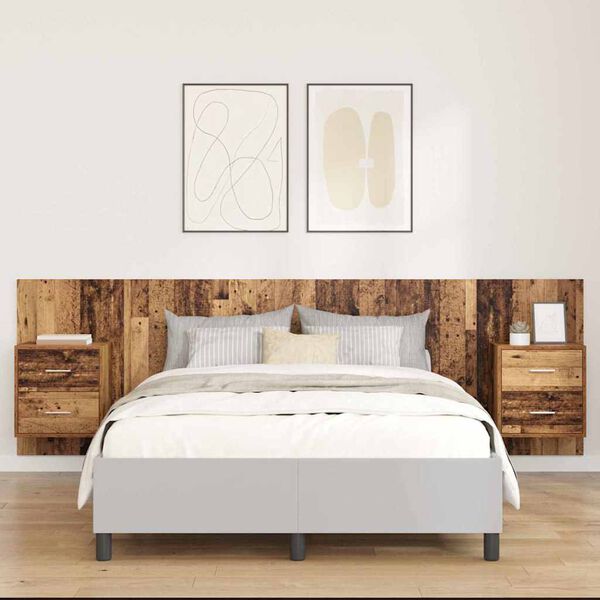vidaXL Cabecero con Mueble con caj&oacute;n 3 pcs Madera envejecida