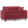 vidaXL Sof&aacute; de 2 plazas con cojines cuero sint&eacute;tico rojo tinto 120 cm