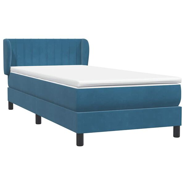 vidaXL Cama box spring con colch&oacute;n terciopelo azul oscuro 80x210 cm