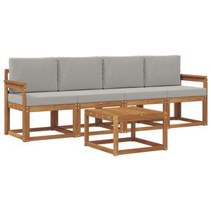 vidaXL Conjunto de sof&aacute;s de exterior 5 pcs Gris Natural y Claro