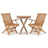 vidaXL Juego de comedor para jard&iacute;n 3 piezas madera maciza de teca