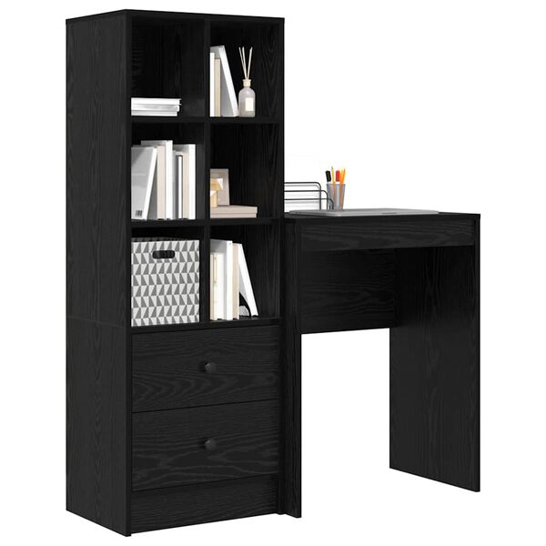 vidaXL Escritorio con caj&oacute;n 2 pcs Roble Negro