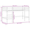 vidaXL Cama alta niños con cortinas madera pino blanco negro 80x200 cm