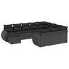 vidaXL Set de sof&aacute;s de jard&iacute;n 11 pzas y cojines rat&aacute;n sint&eacute;tico negro