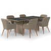 vidaXL Juego de comedor para jard&iacute;n 7 piezas rat&aacute;n sint&eacute;tico marr&oacute;n