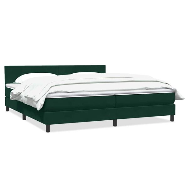 vidaXL Cama box spring con colch&oacute;n terciopelo verde oscuro 180x220 cm