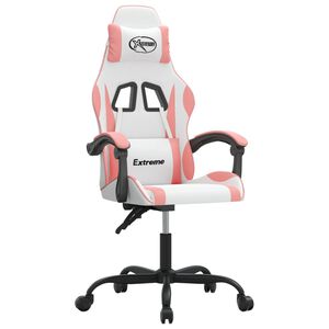 vidaXL Silla gaming cuero sint&eacute;tico blanco y rosa