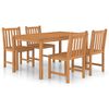 vidaXL Conjunto de comedor de jard&iacute;n de 5 piezas, 150 x 90 cm, madera maciza de teca