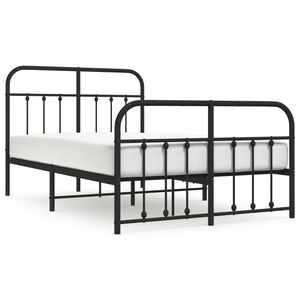 vidaXL Estructura cama sin colch&oacute;n con estribo metal negro 120x200 cm