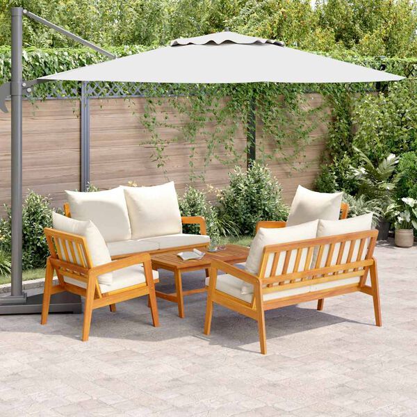 vidaXL Conjunto bistro con coj&iacute;n 5 pcs Marr&oacute;n 114,5 x 70,5 x 71 cm