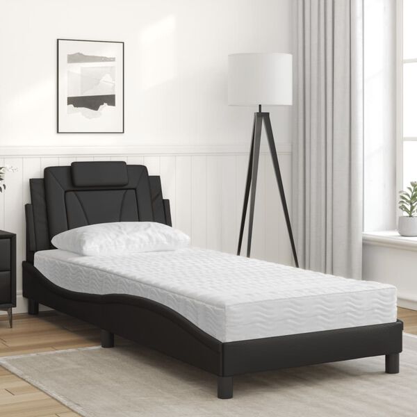 vidaXL Cama Viana con colch&oacute;n cuero sint&eacute;tico negro 80x200 cm