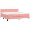 vidaXL Cama box spring colch&oacute;n y LED terciopelo rosa 200x200 cm
