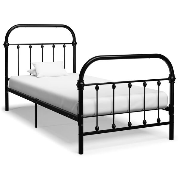 vidaXL Estructura de cama sin colch&oacute;n metal negro 90x200 cm