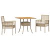 vidaXL Conjunto de Comedor de Jard&iacute;n 3 pcs Beige rat&aacute;n sint&eacute;tico