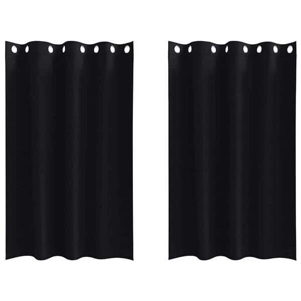 vidaXL Cortinas Opacas con Anillas 2 pcs Negro 175 x 140 cm Poliéster