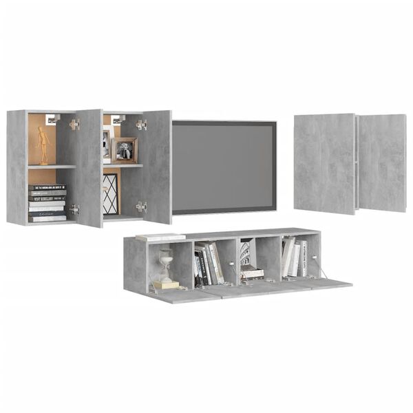 vidaXL Set muebles de sal&oacute;n TV 6 pzas madera ingenier&iacute;a gris hormig&oacute;n