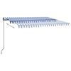 vidaXL Toldo autom&aacute;tico LED sensor de viento azul y blanco 400x300 cm