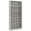 vidaXL Estanter&iacute;a de 5 niveles contrachapada gris hormig&oacute;n 80x24x175cm