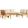 vidaXL Juego de muebles jard&iacute;n 5 pzas con cojines madera maciza acacia