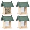 vidaXL Comederos para p&aacute;jaros 4 unidades madera de abeto