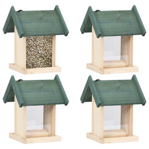 vidaXL Comederos para p&aacute;jaros 4 unidades madera de abeto