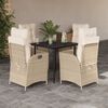 vidaXL Set comedor de jard&iacute;n 5 pzas con cojines rat&aacute;n sint&eacute;tico beige