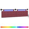 vidaXL Cabecero colgante Con luz LED Rojo vino Tela