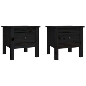 vidaXL Mesa auxiliar 2 uds de madera maciza de pino negro 40x40x39 cm