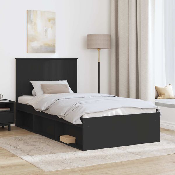 vidaXL Estructura de cama Negro 100 x 200 cm Madera de pino macizo