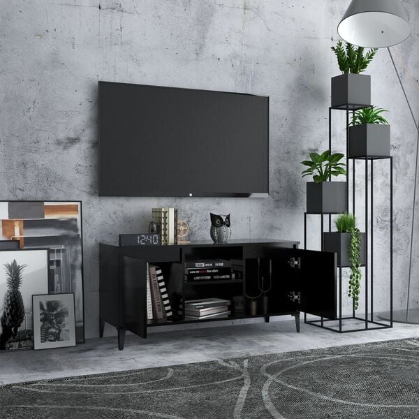 vidaXL Mueble de TV con patas de metal negro 103,5x35x50 cm