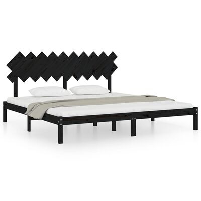vidaXL Estructura de cama de madera maciza de pino negra 200x200 cm