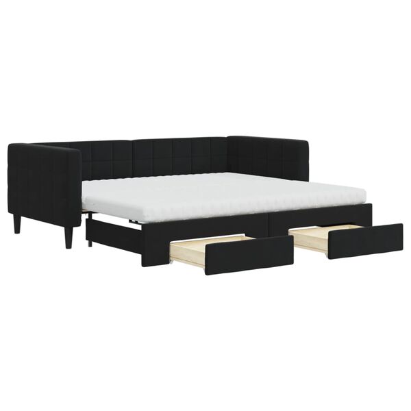 vidaXL Sofá cama nido con cajones terciopelo negro 90x190 cm