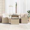 vidaXL Conjunto de sof&aacute; de jard&iacute;n 7 pcs Beige Rattan de Poli&eacute;ster