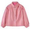 Blusa infantil con mangas de farol rosa palo 128