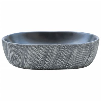 vidaXL Lavabo sobre encimera ovalado cerámica negro y gris 47x33x13 cm