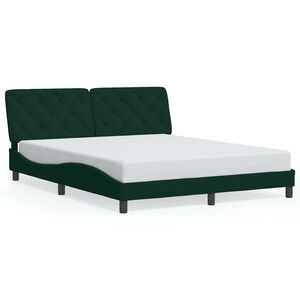 vidaXL Estructura cama sin colch&oacute;n terciopelo verde oscuro 160x200 cm