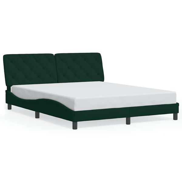 vidaXL Estructura cama sin colch&oacute;n terciopelo verde oscuro 160x200 cm