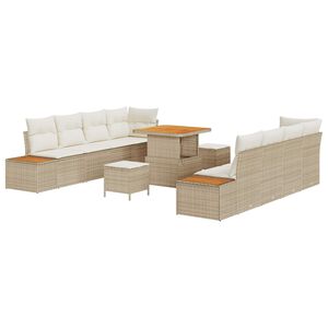 vidaXL Conjunto de sof&aacute;s de jard&iacute;n con coj&iacute;n 11 pcs Beige y Crema