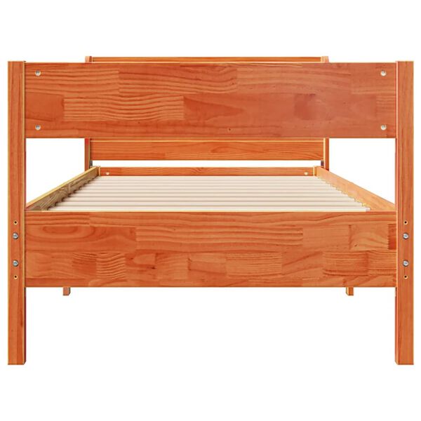vidaXL Estructura de cama sin colchón madera maciza marrón 75x190 cm