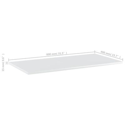 vidaXL Estante estantería 8uds contrachapada blanco brillo 80x40x1,5cm