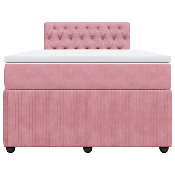 vidaXL Cama box spring con colch&oacute;n terciopelo rosa 120x200 cm