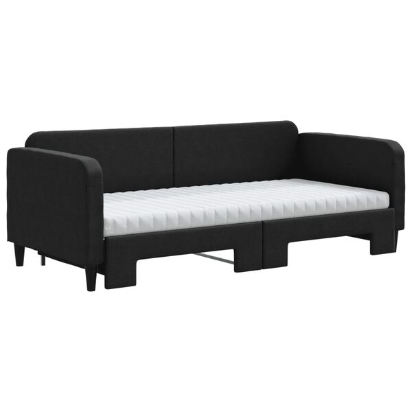vidaXL Sof&aacute; cama nido con colch&oacute;n tela negro 90x200 cm