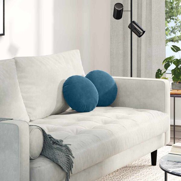 vidaXL Cojines para asiento 2 pcs Azul &Oslash; 40 x 13 cm Terciopelo