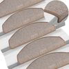 vidaXL Felpudos para escaleras 15 uds 65x24x4 cm Marr&oacute;n Claro Semicircular Grande