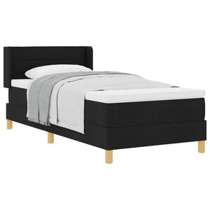 vidaXL Cama tipo Box Spring con colch&oacute;n Negro 200 x 90 cm Poli&eacute;ster