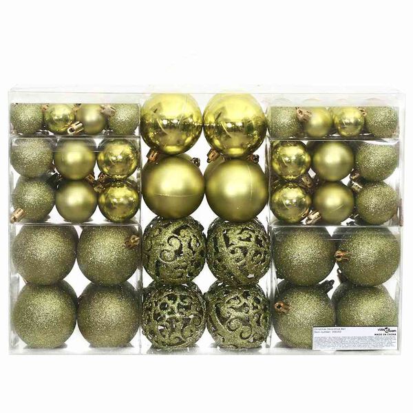 vidaXL Bolas de Navidad 100 unidades verde claro 3 / 4 / 6 cm