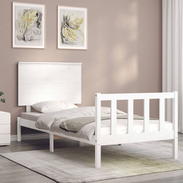 vidaXL Estructura de cama sin colch&oacute;n madera de pino blanca 90x200 cm