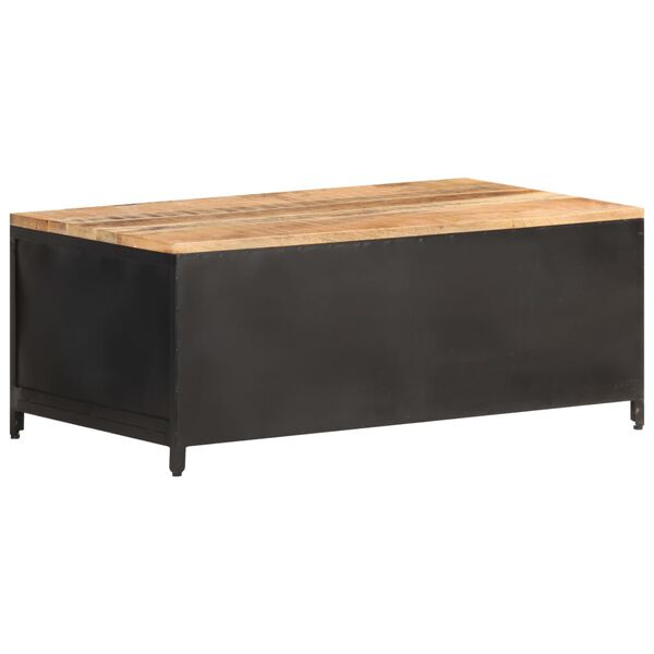 vidaXL Mesa de centro de madera maciza de mango rugosa 90x50x37 cm
