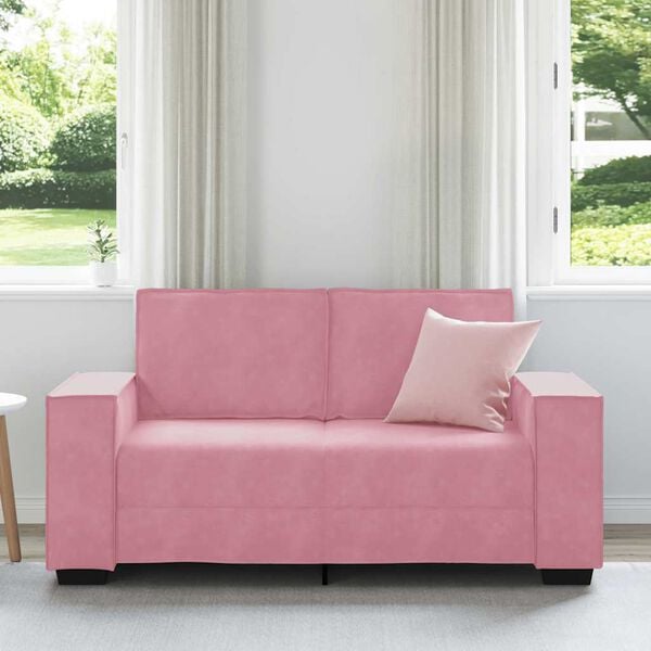 vidaXL Sof&aacute; de 2 plazas terciopelo rosa 160x78x84 cm