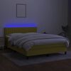 vidaXL Cama box spring colch&oacute;n y luces LED tela verde 140x200 cm